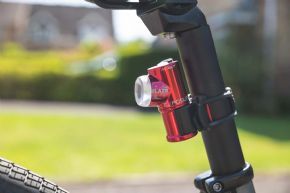 Exposure Blaze MK3 ReAKT + Peloton 150 Lumen Rear Light - The Blaze ReAKT, uniquely shaped to help angle the lens directly backwards.